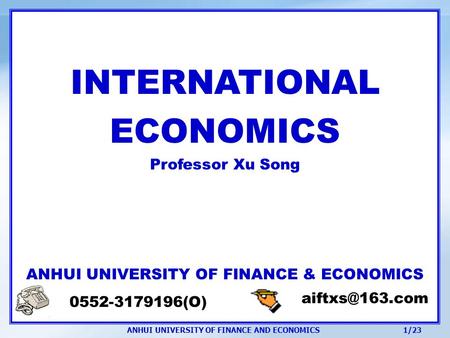 ANHUI UNIVERSITY OF FINANCE & ECONOMICS