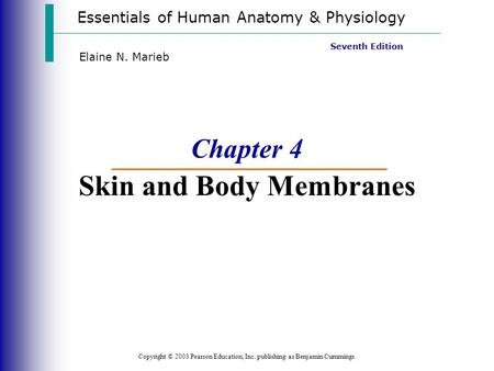 Essentials of Human Anatomy & Physiology Copyright © 2003 Pearson Education, Inc. publishing as Benjamin Cummings Seventh Edition Elaine N. Marieb Chapter.