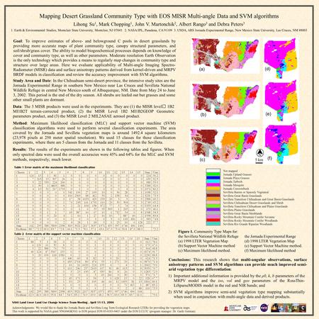 Goal: To improve estimates of above- and belowground C pools in desert grasslands by providing more accurate maps of plant community type, canopy structural.