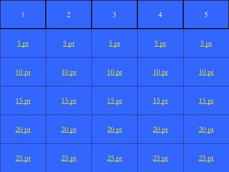 10 pt 15 pt 20 pt 25 pt 5 pt 10 pt 15 pt 20 pt 25 pt 5 pt 10 pt 15 pt 20 pt 25 pt 5 pt 10 pt 15 pt 20 pt 25 pt 5 pt 10 pt 15 pt 20 pt 25 pt 5 pt 1 2345.