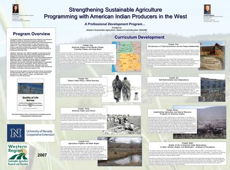 Strengthening Sustainable Agriculture Programming with American Indian Producers in the West A Professional Development Program… Funded by Western Sustainable.