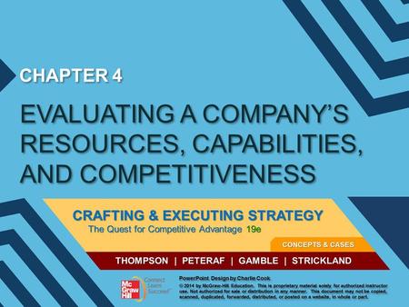 EVALUATING A COMPANY’S RESOURCES, CAPABILITIES, AND COMPETITIVENESS