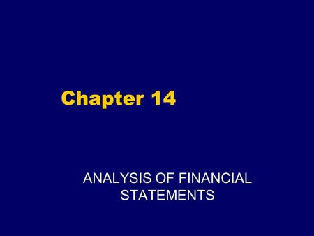 ANALYSIS OF FINANCIAL STATEMENTS