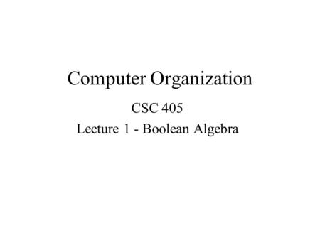 Computer Organization