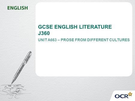 GCSE ENGLISH LITERATURE J360