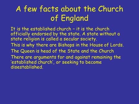 A few facts about the Church of England