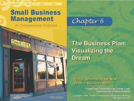 Part 3  Developing the New  Venture Business Plan