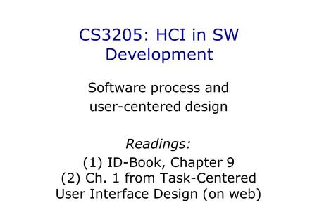 CS3205: HCI in SW Development