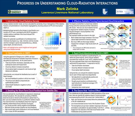 TEMPLATE DESIGN © 2008 www.PosterPresentations.com Total Amount Altitude Optical Depth Longwave High Clouds Shortwave High Clouds Shortwave Low Clouds.