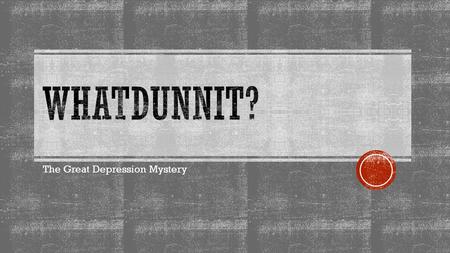 The Great Depression Mystery  Demand for durable goods wear out and prices fall. Normally some people begin to buy again and the economy will begin.