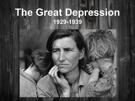 The Great Depression 1929-1939 Migrant Mother by Dorothea Lange: Florence Owens Thompson, 32, a poverty-stricken migrant mother with three young children,