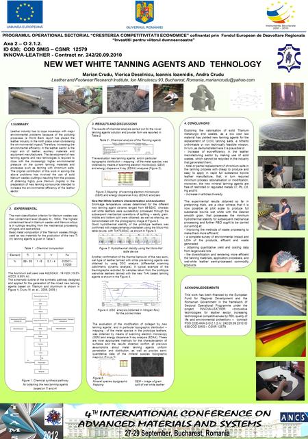 NEW WET WHITE TANNING AGENTS AND TEHNOLOGY Marian Crudu, Viorica Deselnicu, Ioannis Ioannidis, Andra Crudu Leather and Footwear Research Institute, Ion.