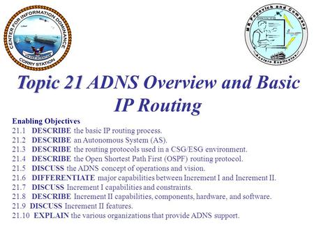 Topic 21 ADNS Overview and Basic IP Routing