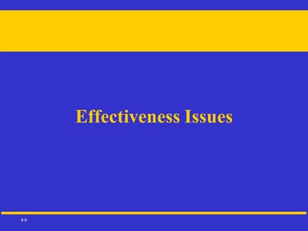 6-0 Effectiveness Issues. 6-1 ACCOUNTING EFFECTIVENESS Fair value hedges – Derivatives should offset the changes in fair value of the hedged item attributable.