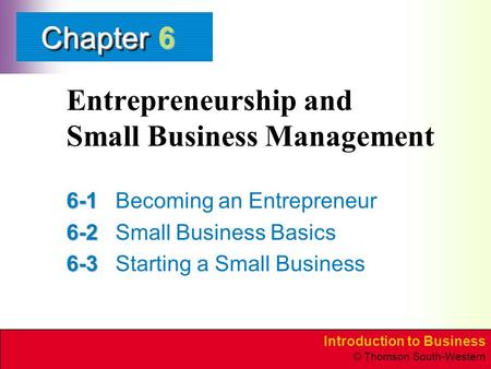 Entrepreneurship and Small Business Management