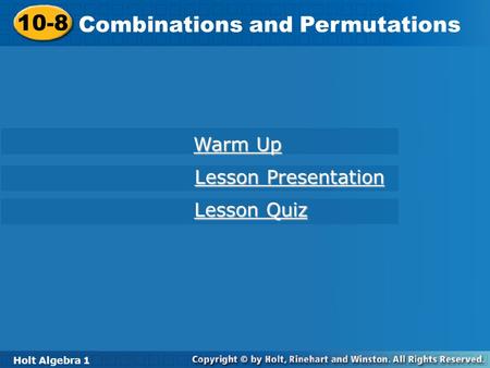 Combinations and Permutations