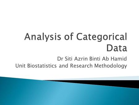 Analysis of Categorical Data