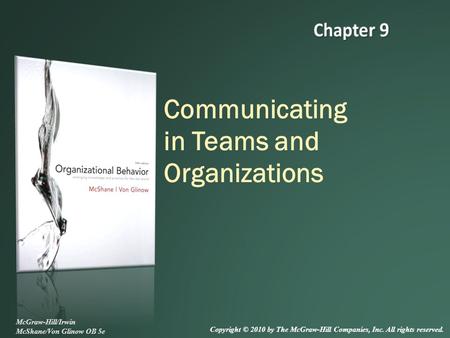 Communicating in Teams and Organizations