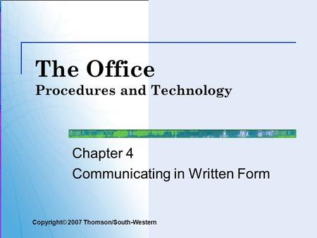 The Office Procedures and Technology