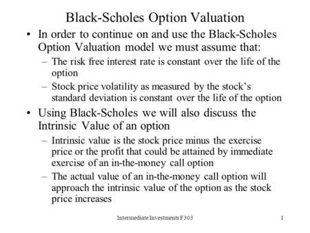 Black-Scholes Option Valuation