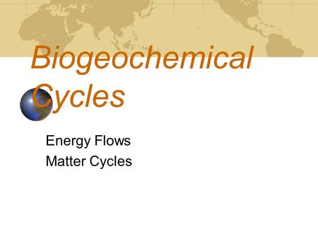 Biogeochemical Cycles