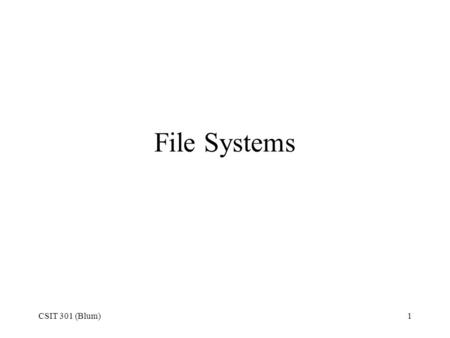 File Systems CSIT 301 (Blum).