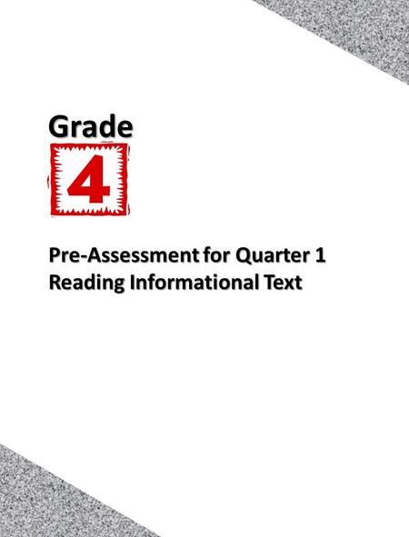 1 Pre-Assessment for Quarter 1 Reading Informational Text Grade.