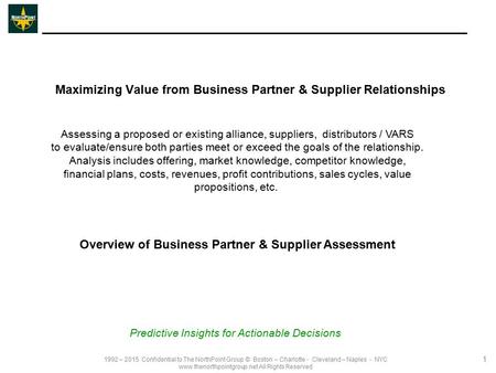 1992 – 2015 Confidential to The NorthPoint Group © Boston – Charlotte - Cleveland – Naples - NYC www.thenorthpointgroup.net All Rights Reserved Maximizing.