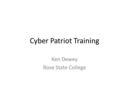 Cyber Patriot Training