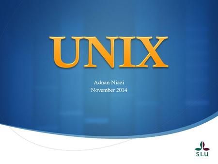  Adnan Niazi November 2014. UNIX Lecture Goals  Goal 1: Know basic UNIX commands and their use.  Goal 2: Understand the basic structure of a common.