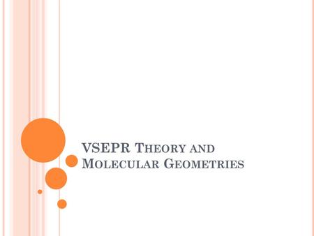 VSEPR T HEORY AND M OLECULAR G EOMETRIES. VSEPR T HEORY VSEPR (pronounced “vesper”) stands for: Valence Shell Electron Pair Repulsion It attempts to explain.