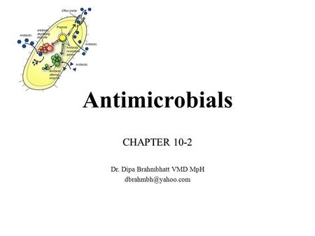 Antimicrobials CHAPTER 10-2 Dr. Dipa Brahmbhatt VMD MpH