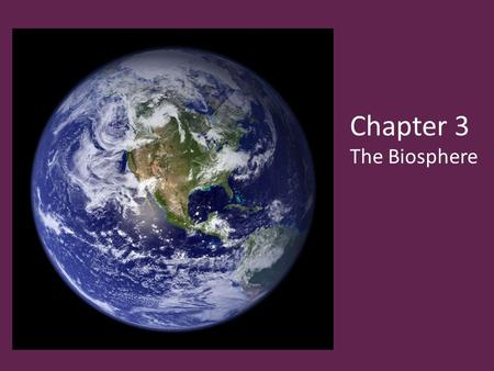 Chapter 3 The Biosphere.