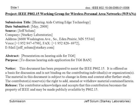 Submission Title: [Hearing Aids Cutting Edge Technology]