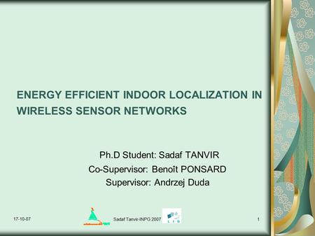 ENERGY EFFICIENT INDOOR LOCALIZATION IN WIRELESS SENSOR NETWORKS