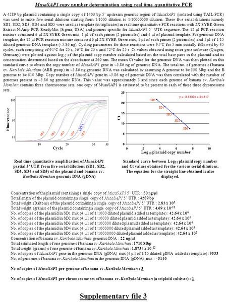 Supplementary file 3 Concentration of the plasmid containing a single copy of MusaSAP1 5’ UTR : 50 ng/μl Total length of the plasmid containing a single.