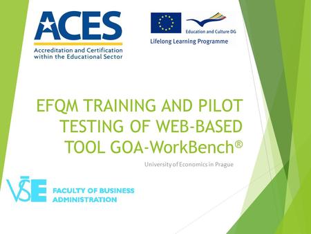 EFQM TRAINING AND PILOT TESTING OF WEB-BASED TOOL GOA-WorkBench®