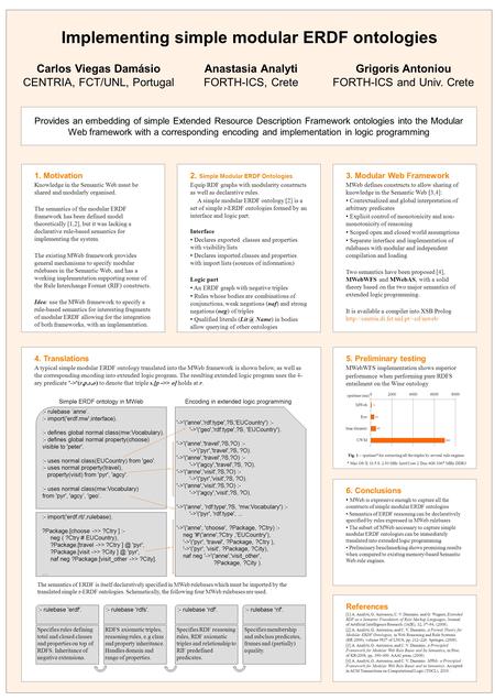 1. Motivation Knowledge in the Semantic Web must be shared and modularly organised. The semantics of the modular ERDF framework has been defined model.