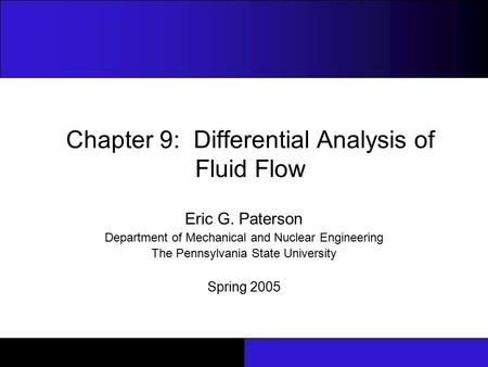 Chapter 9: Differential Analysis of Fluid Flow