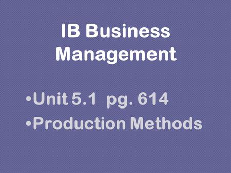 IB Business Management