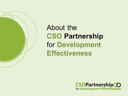 About the CSO Partnership for Development Effectiveness