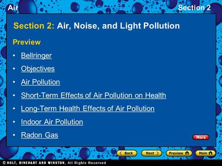 Section 2: Air, Noise, and Light Pollution