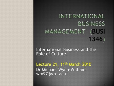 International Business Management (BUSI 1346)