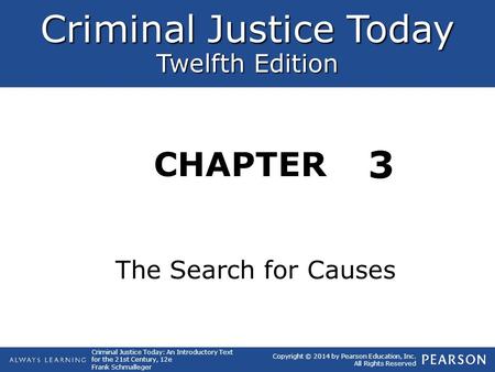 Criminal Justice Today Twelfth Edition CHAPTER Criminal Justice Today: An Introductory Text for the 21st Century, 12e Frank Schmalleger Copyright © 2014.