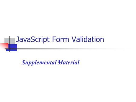 JavaScript Form Validation