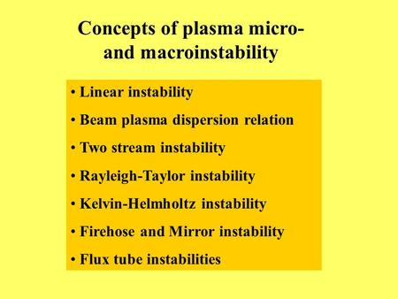 Concepts of plasma micro- and macroinstability