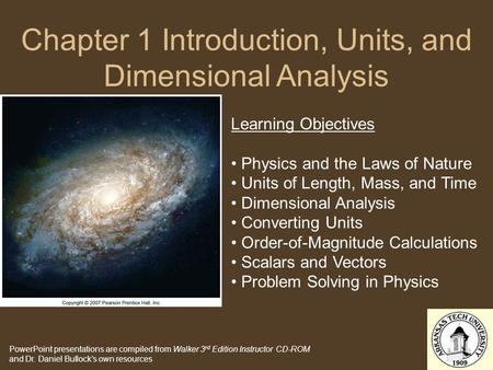 Chapter 1 Introduction, Units, and Dimensional Analysis