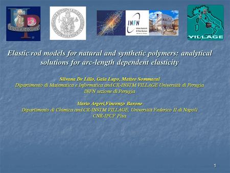 Elastic rod models for natural and synthetic polymers: analytical solutions for arc-length dependent elasticity Silvana De Lillo, Gaia Lupo, Matteo Sommacal.