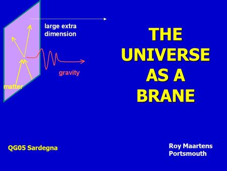 THE UNIVERSE AS A BRANE QG05 Sardegna Roy Maartens Portsmouth.