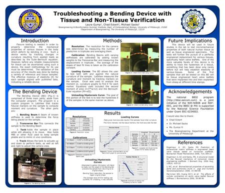 Troubleshooting a Bending Device with Tissue and Non-Tissue Verification Laura Gump 1, Chad Eckert 2, Michael Sacks 2 1 Bioengineering & Bioinformatics.